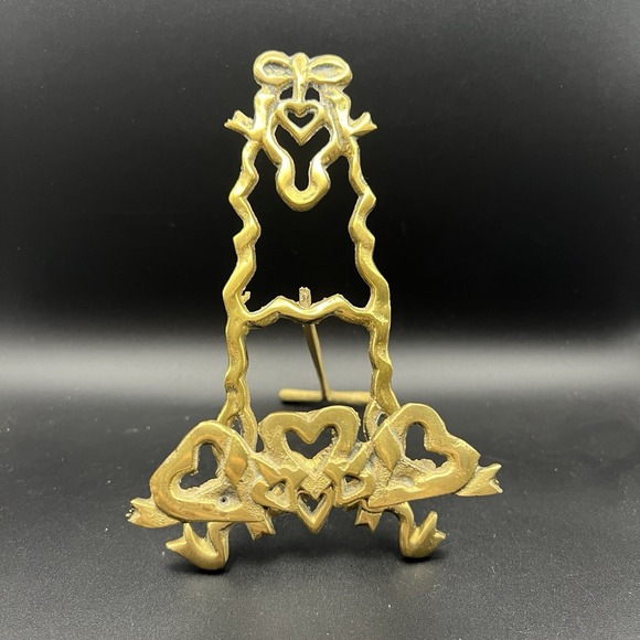 The Unbranded Brand Other - VTG Brass Victorian Ornate Heart Picture Display Easel Stand 6" H x 3.5" W